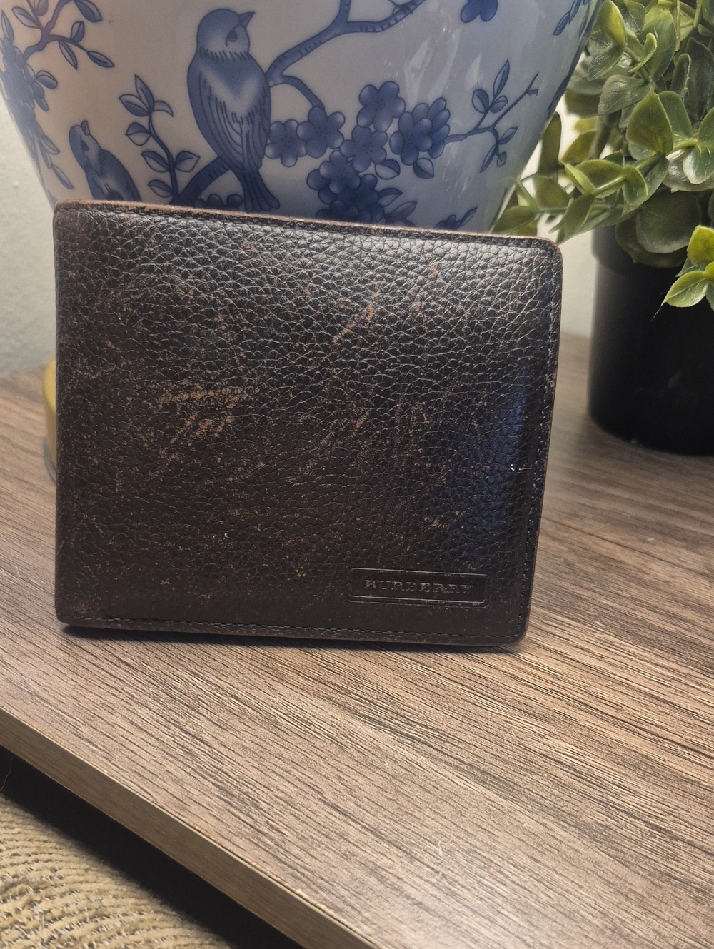 Burberry Men's Pebbled Leather Bifold Wallet